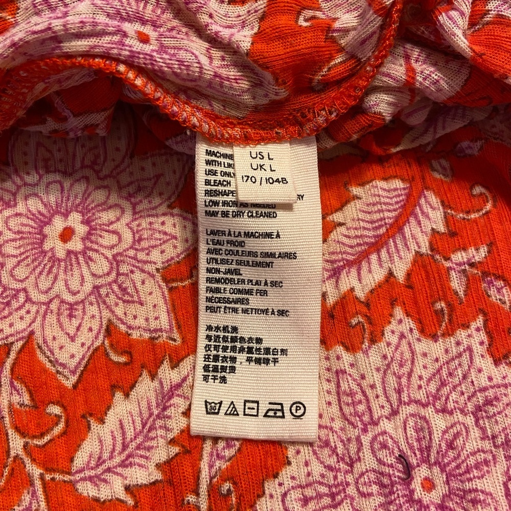 Free People High-Low Puff Sleeve Tie Back Dress Tunic Moon Child Maxi Top Sz L - Picture 9 of 10